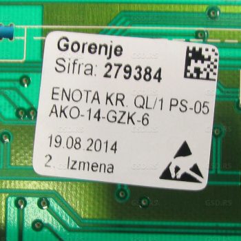 Gorenje rezervni deo: ELEKTRONIKA UPRAVLJANJA QL/1 PS-05 AKO-14-GZK-6, ID rezervnog dela: 279384